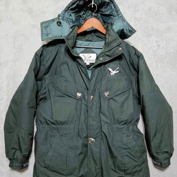 VTG  TRIPLE FAT GOOSE Jacket Parka Men’s Green Warm Down Filled L - Picture 1 of 11